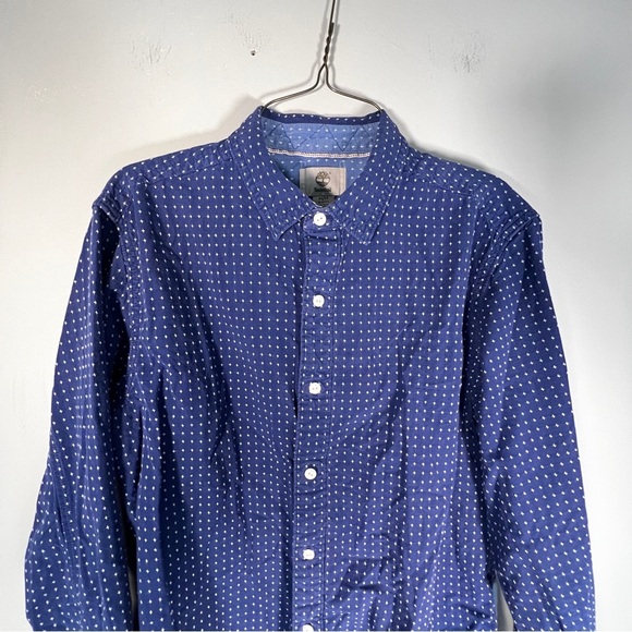 Timberland Shirt Men's Medium Blue/White Long Sleeve Button Down‎ - Picture 3 of 7